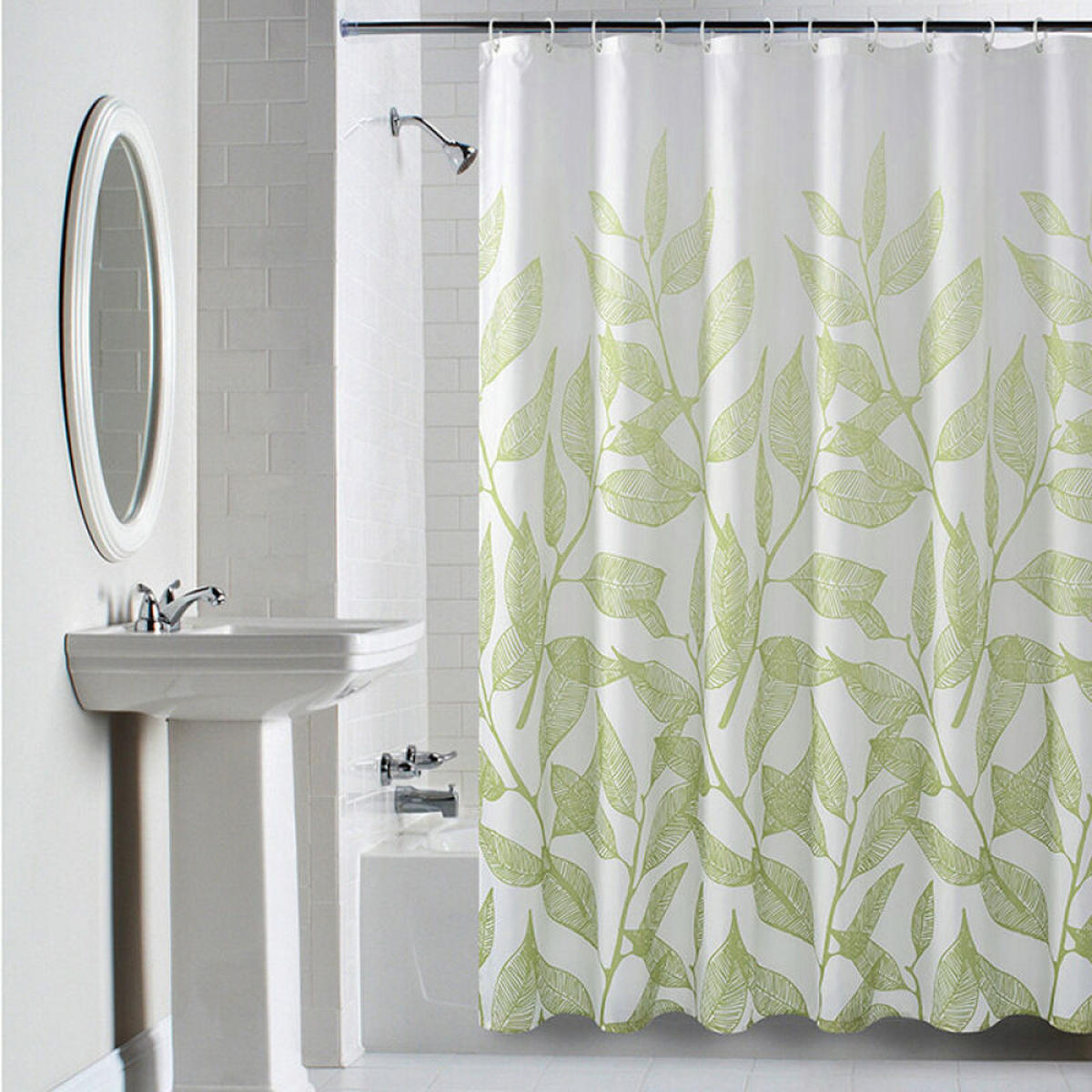 DUSCHVORHANG Polyester schnell trocknend wasserdicht mit Haken - Weiß, Textil (180/200cm) - MCBOSON