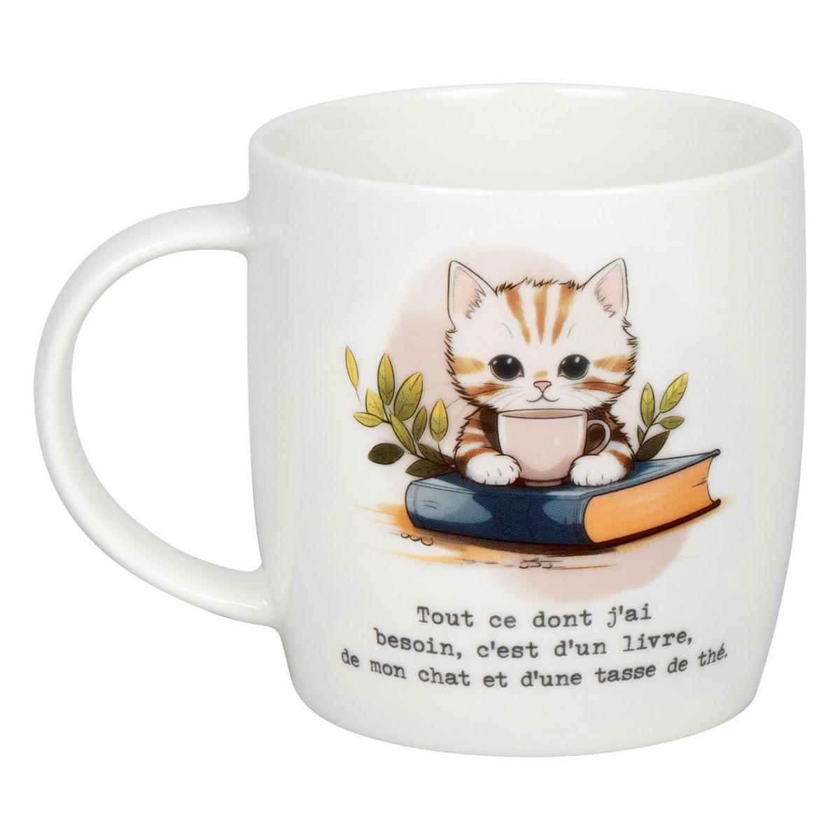 KAFFEEBECHER Livres, chat & thé - Naturfarben, Keramik (0.4L) - Könitz