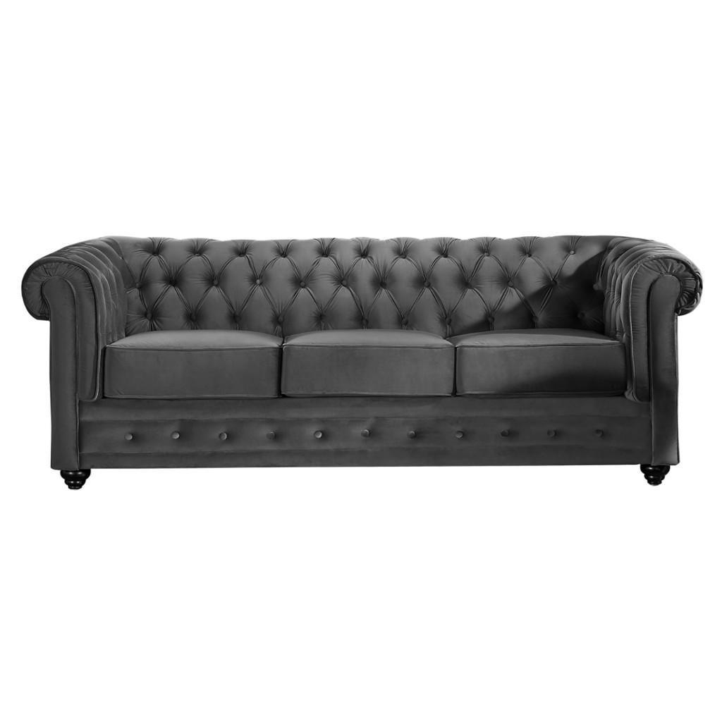 Thumbnail - Vente-Unique Sofa, Anthrazit, Textil, Uni, 3-Sitzer, 88x72x205 cm, Wohnzimmer, Sofas & Couches, Sofas