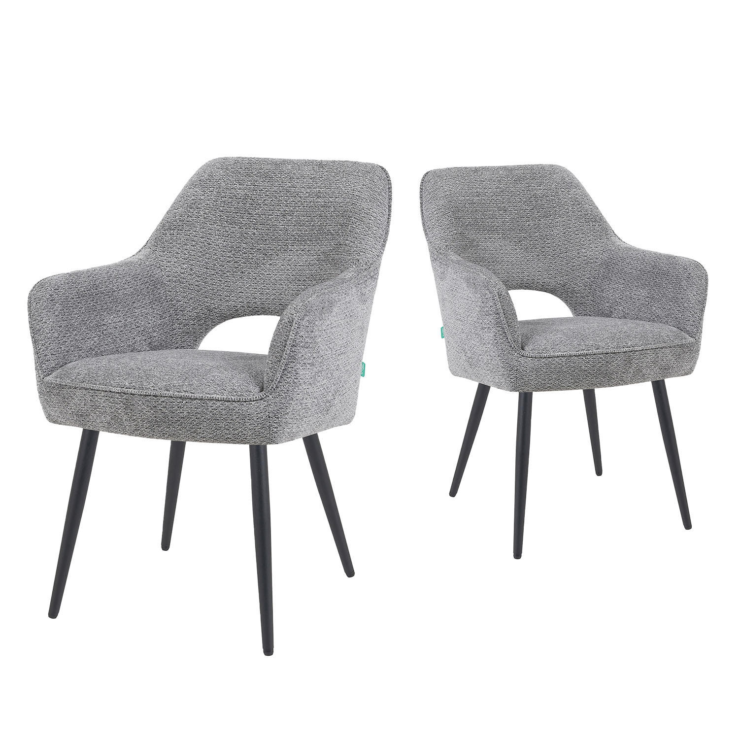 ESSZIMMERSTUHL Mika-Runa 2er-Set - Dunkelgrau/Schwarz, Textil/Metall (60/87/65cm) - DUBI Möbel