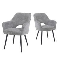 ESSZIMMERSTUHL Mika-Runa 2er-Set - Dunkelgrau/Schwarz, Textil/Metall (60/87/65cm) - DUBI Möbel