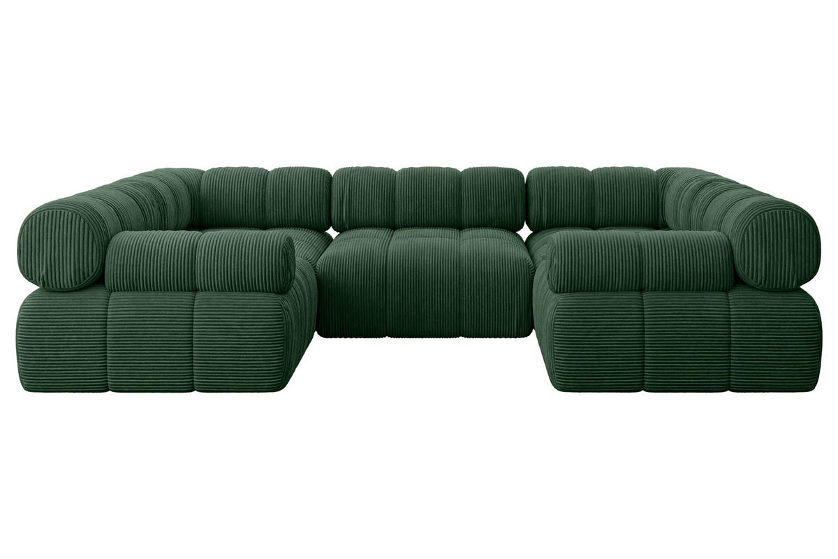 WOHNLANDSCHAFT modulares Sofa Birno-U1 - 285x190x70 cm Grün Cord - Grün, Holzwerkstoff/Textil (285/70/190cm) - ALTDECOR