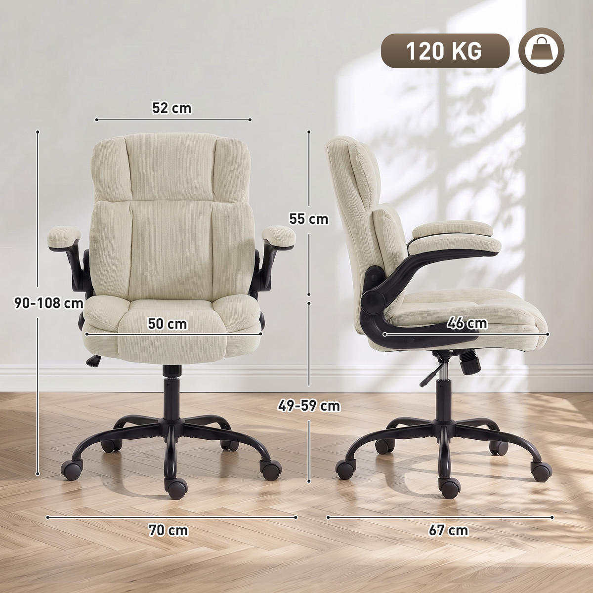 BÜROSTUHL Beige 70.0/67.0/108.0 cm - Beige, Metall (67/108/70cm)