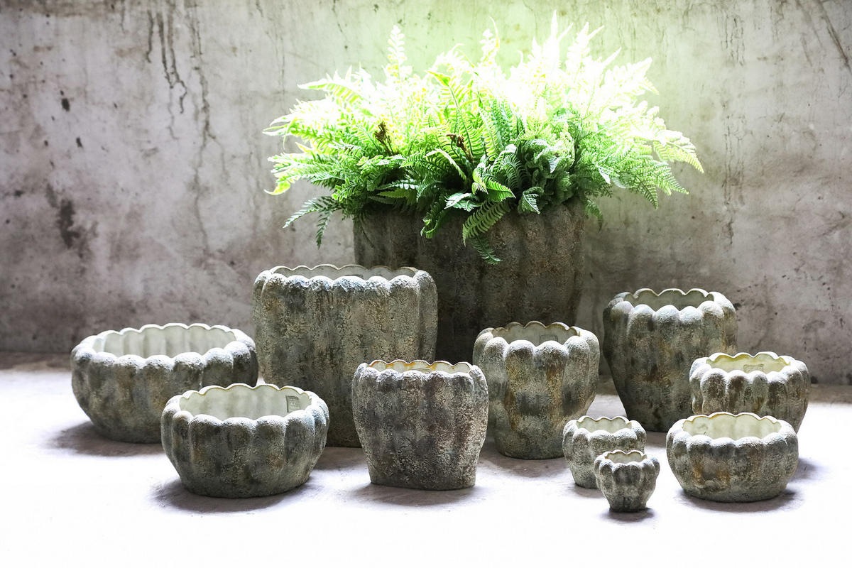 TOPF Contina Grün 30/15/28cm - Grün, Stein (28cm) - PTMD Collection