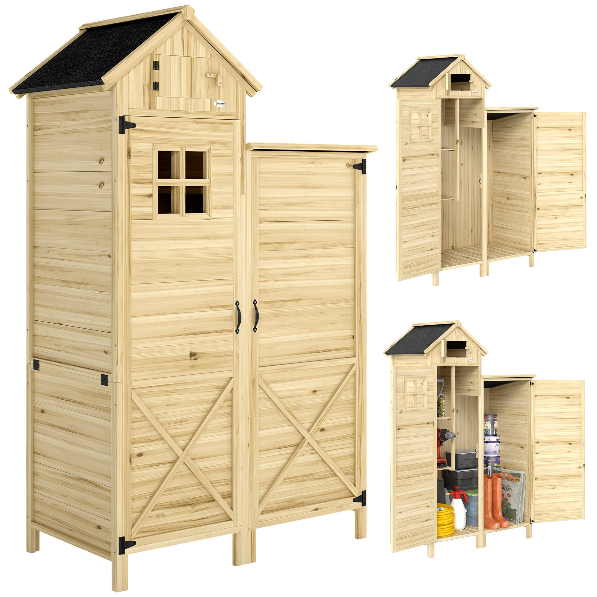 GERÄTESCHUPPEN DE-17619 Naturholz - Naturfarben, Holz (106/167/57cm) - ComfortXL