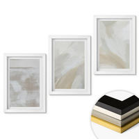 WANDBILDER 3er-Set - 20x30 cm Weißer Rahmen - Abstrakte Pinselstriche - Weiß, Kunststoff (20/30cm) - ArtPrintCave