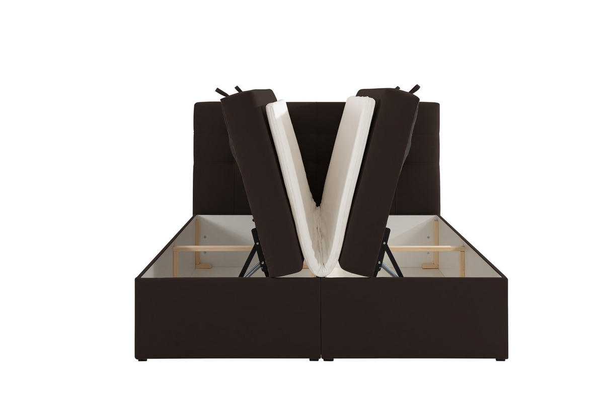BOXBETT VELLIS mit Topper und Bettkasten, Braun, 120x200 cm - Braun, Textil (120/200cm) - KS Home Concept