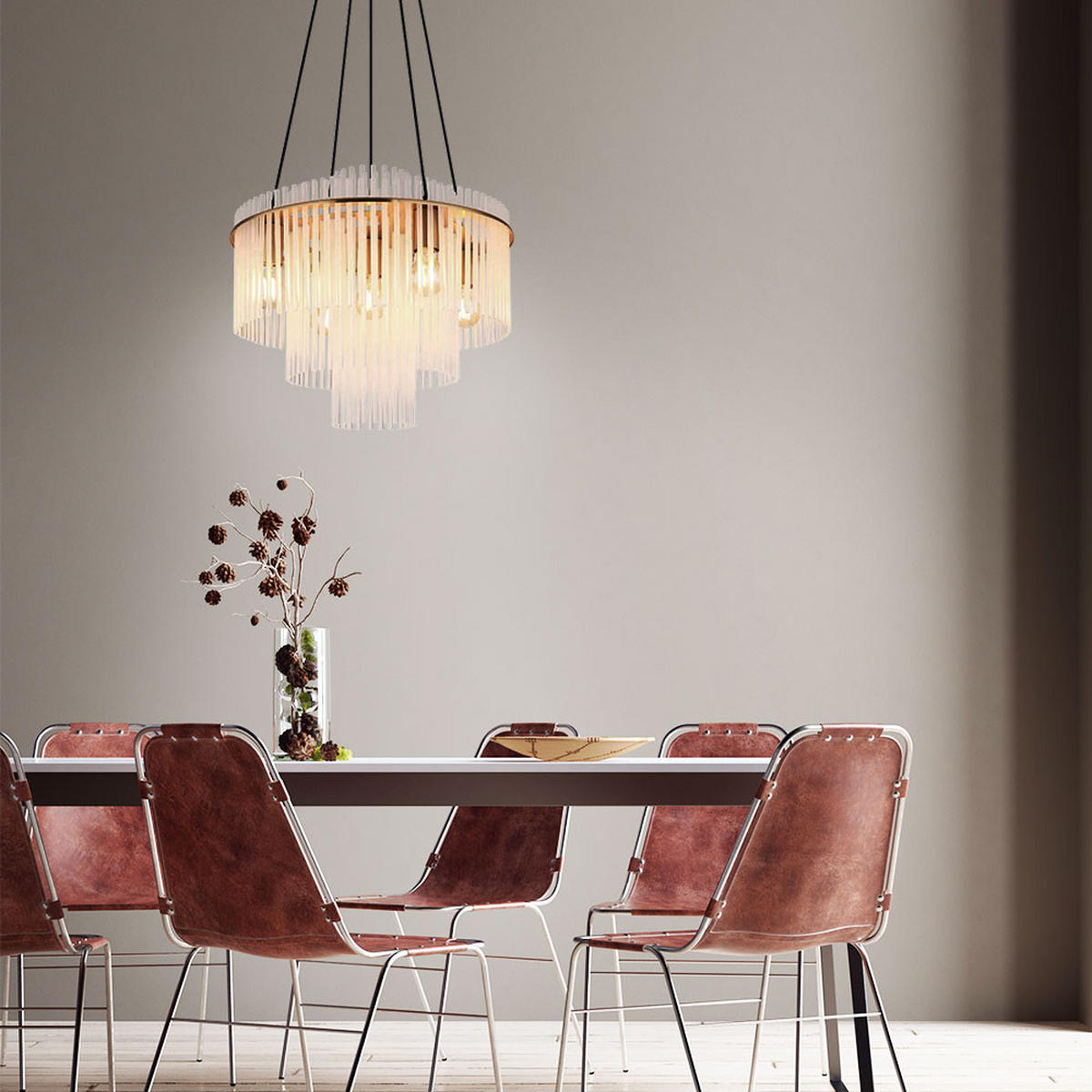 KRONLEUCHTER Gorley Metall Gold - Goldfarben, Glas (50/50/120cm) - Globo Lighting