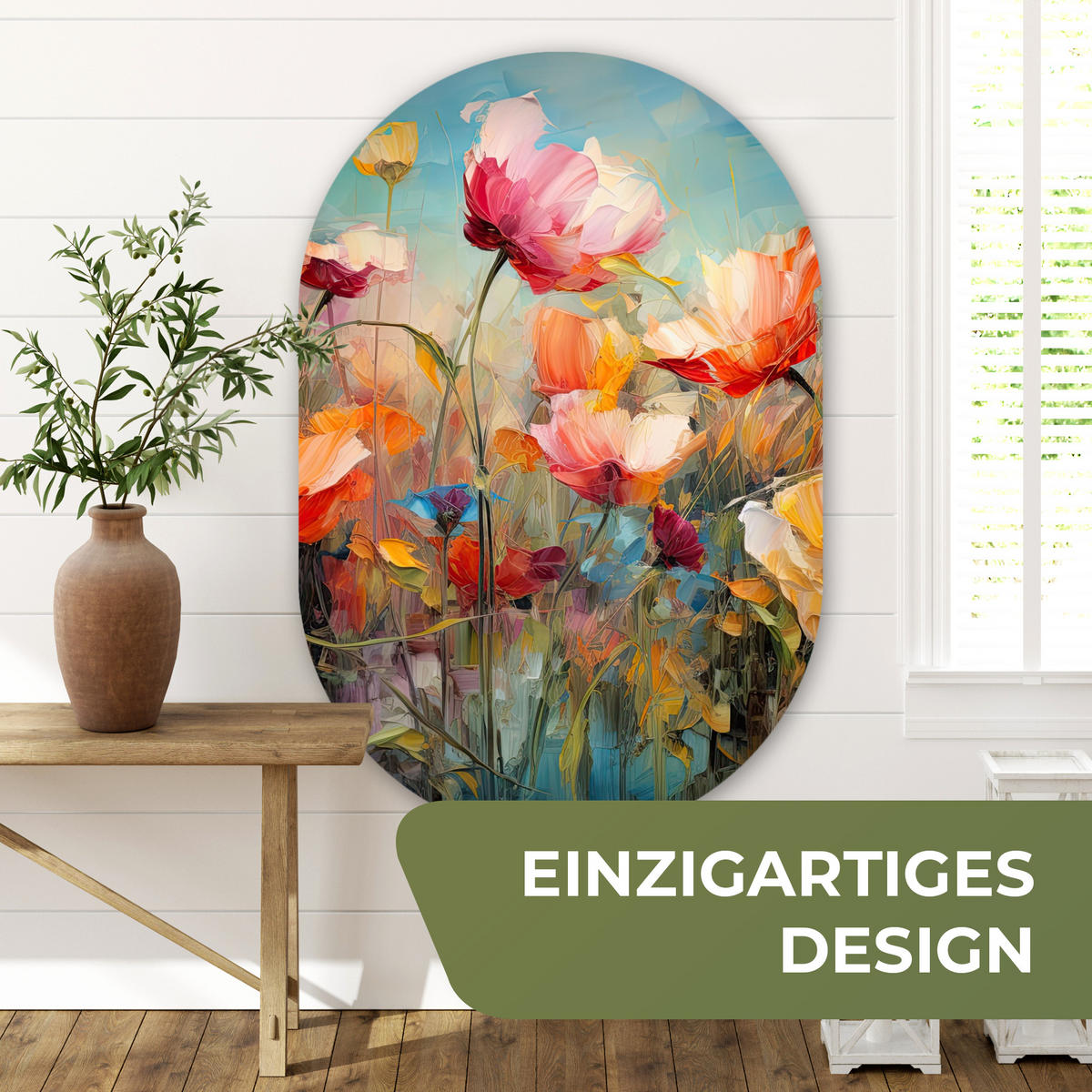 WANDBILD Blumen - Aquarell - Kunst - Botanisch - Natur 80x120 cm - Orange, Kunststoff (80/120cm) - MuchoWow