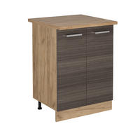 KÜCHENUNTERSCHRANK R-Line Edelgrau 60 cm , AP Eiche - Honigeiche/Eiche Wotan, Holzwerkstoff (60/81.6/60cm) - Vicco