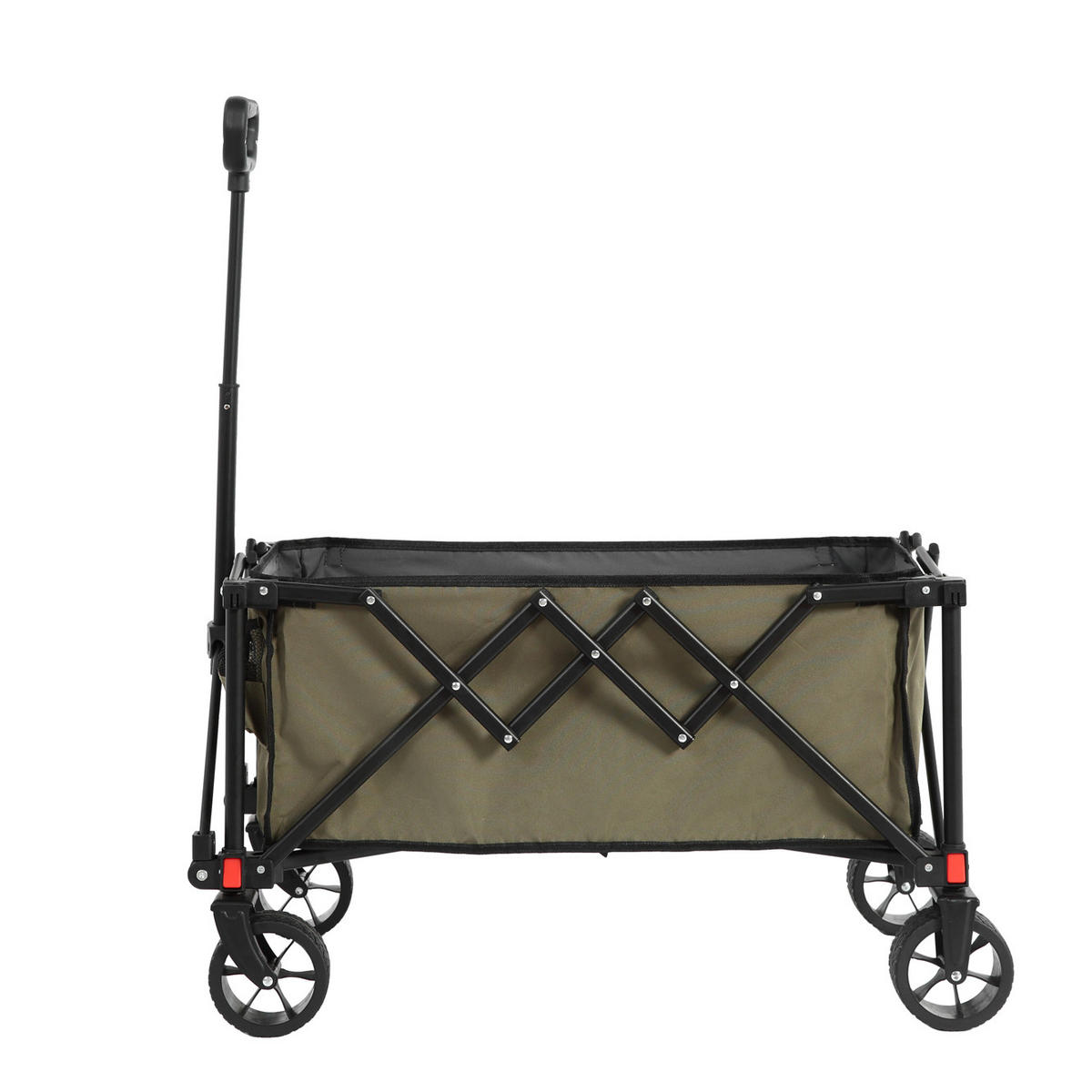 GARTENWAGEN 80L Army Grün – Outdoor Transportwagen mit All-Terrain Rädern & Teleskopgriff - Grün, Metall (77/45/48cm) - Urban Meuble