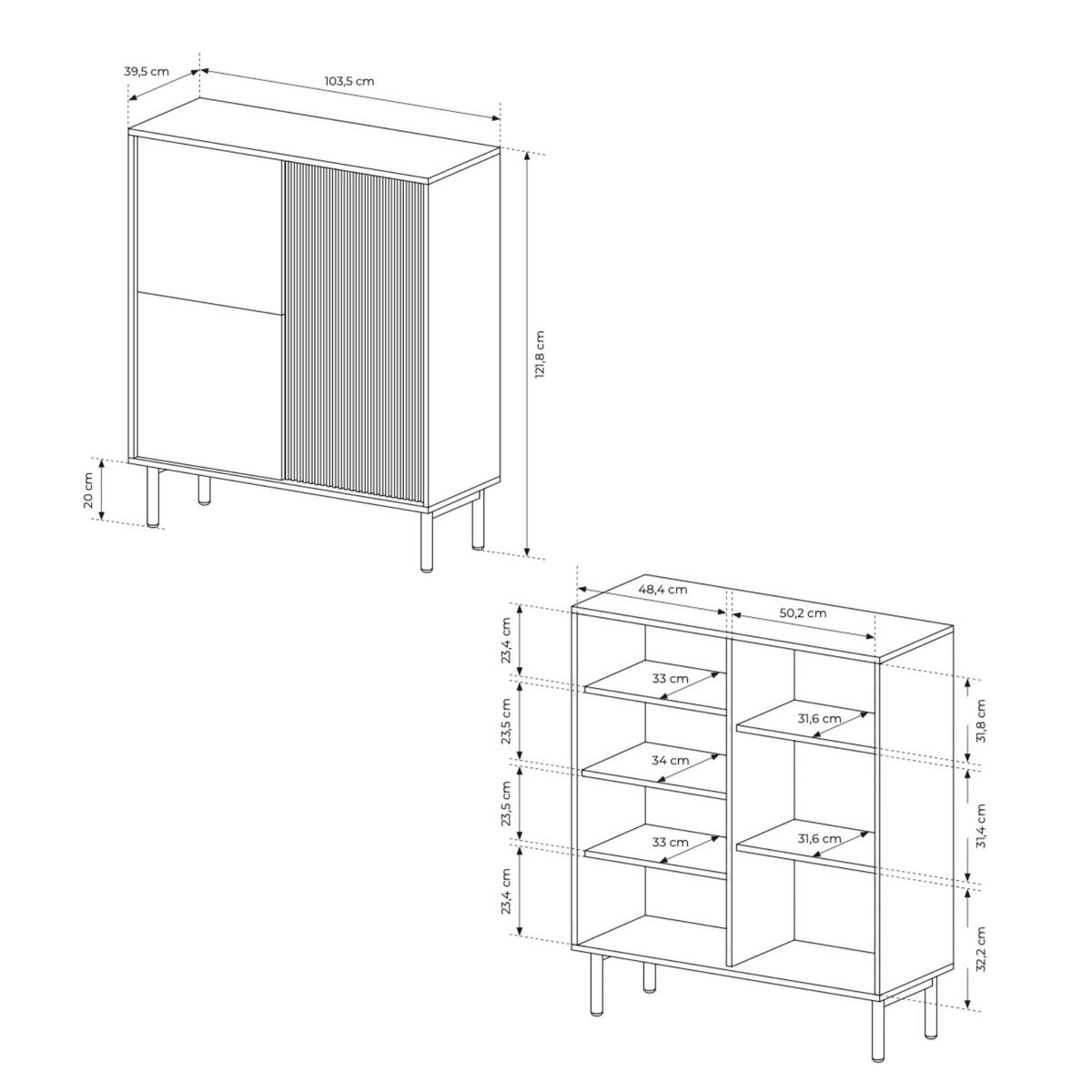 KOMMODE: Eiche Cremona, 103,5 x 121,8 x 39,5 cm - Beige, Holzwerkstoff (103.5/121.8/39.5cm) - 3XE LIVING