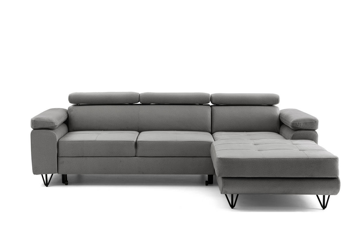 ECKSOFA NORIS L Grau mit Schlaffunktion Rechts - Grau, Holz/Textil (250/183cm) - Muffo