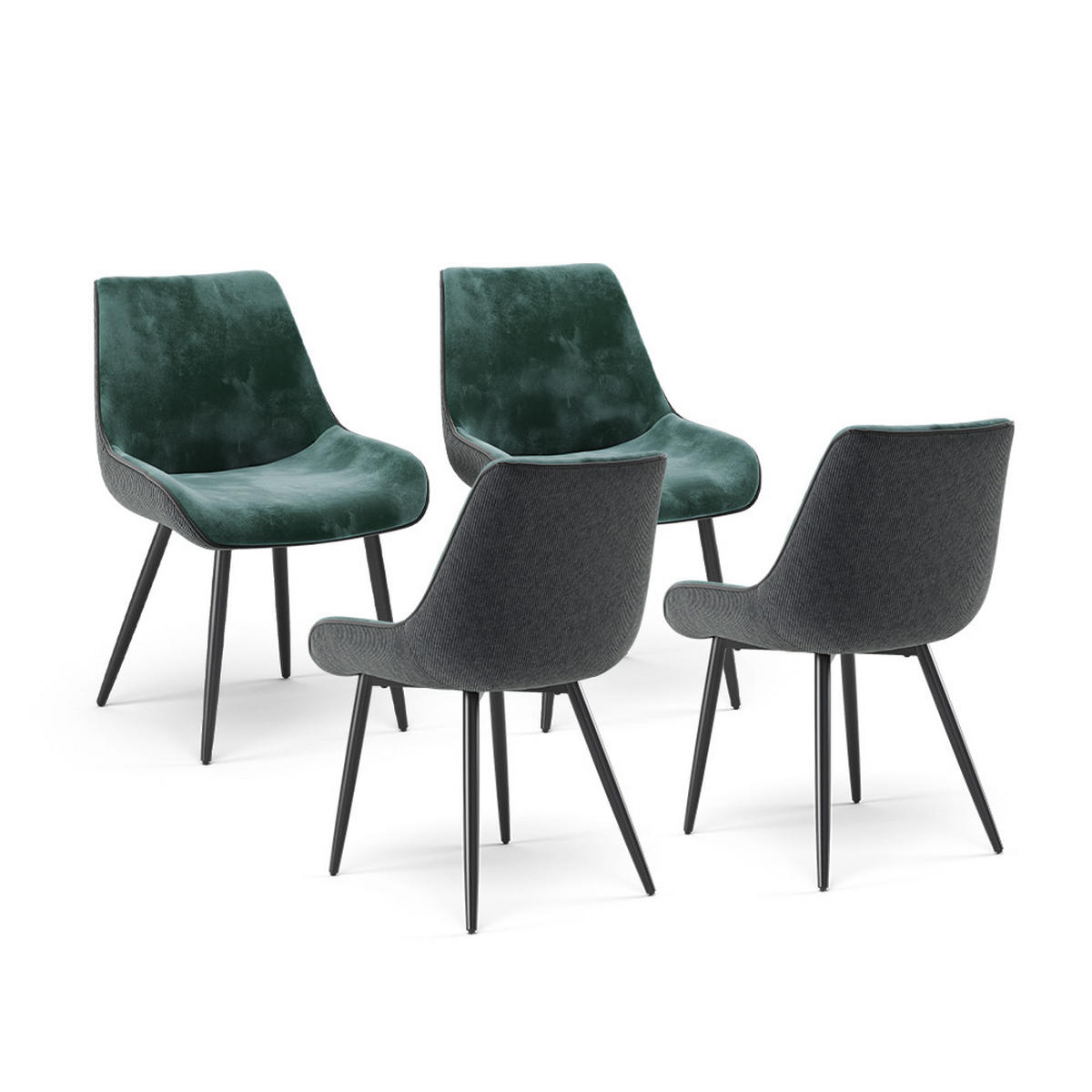 ESSZIMMERSTUHL Eleganza Grün 4er Set - Dunkelgrün, Metall (53.5/85/59cm) - Vicco