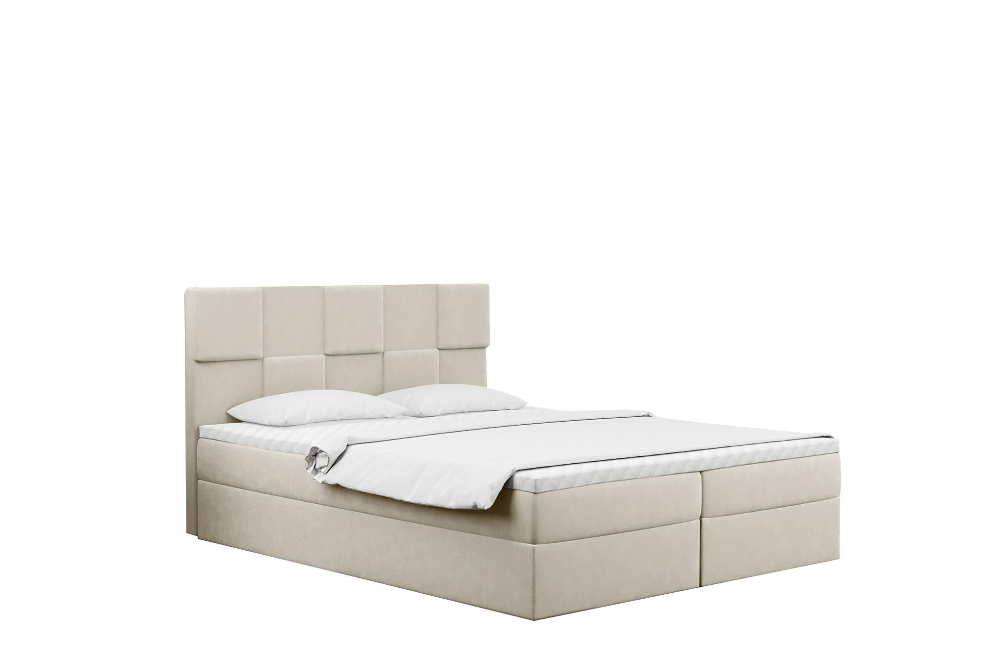 BOXBETT mit Bettkasten und Matratze CLARA Stoff Velvet Ecru 160x200 cm H3-Bonell - Ecru, Holz/Textil (160/200cm) - Kaiser Möbel