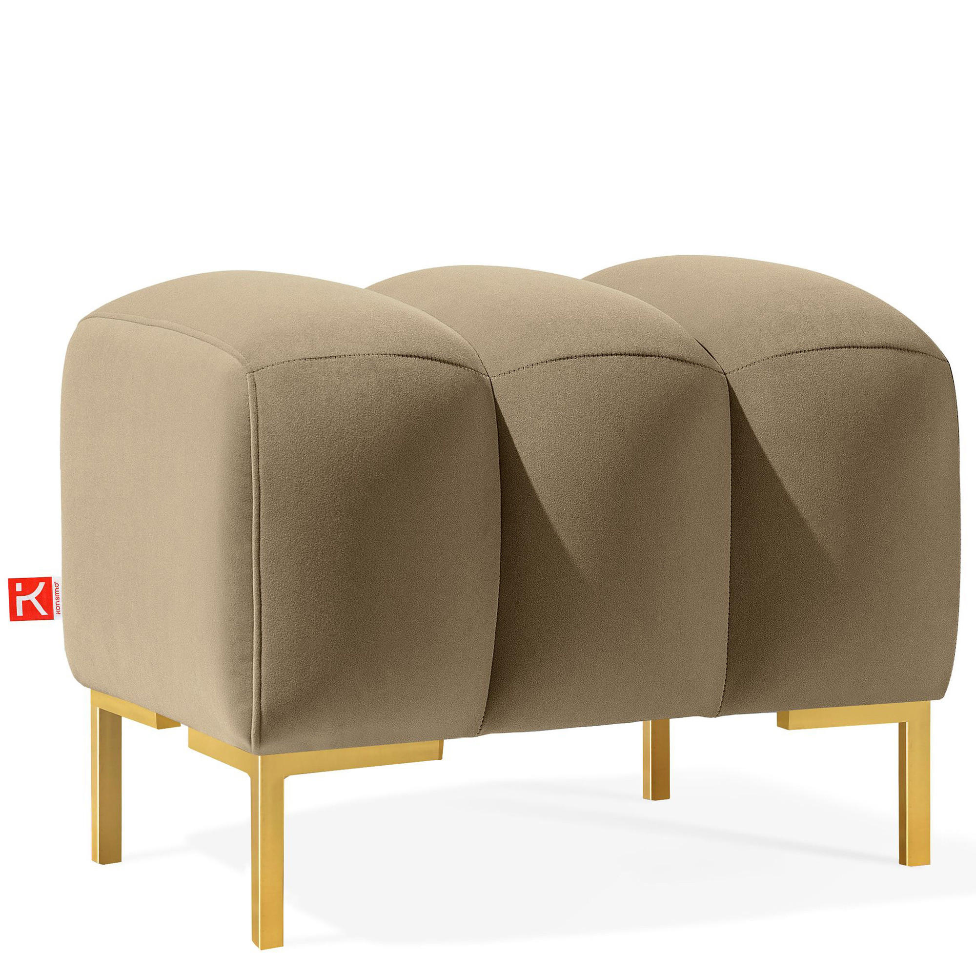 SITZHOCKER Polsterhocker PECCO, Veloursstoff - Beige/Goldfarben, Holz/Textil (60/50/50cm) - KONSIMO®