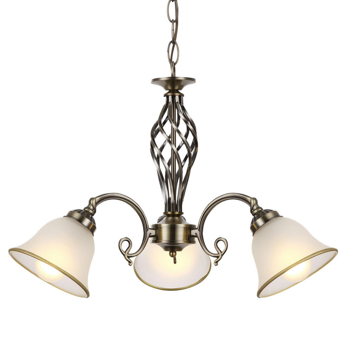 LED HÄNGELEUCHTE Odin Messing satiniert - Messingfarben, Glas (60/60/120cm) - Globo Lighting