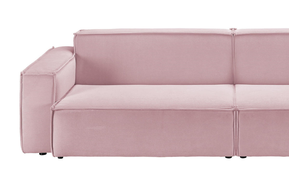 SOFA SAMU Pink Cord - Pink/Schwarz, Textil (236/72/106cm) - KAWOLA