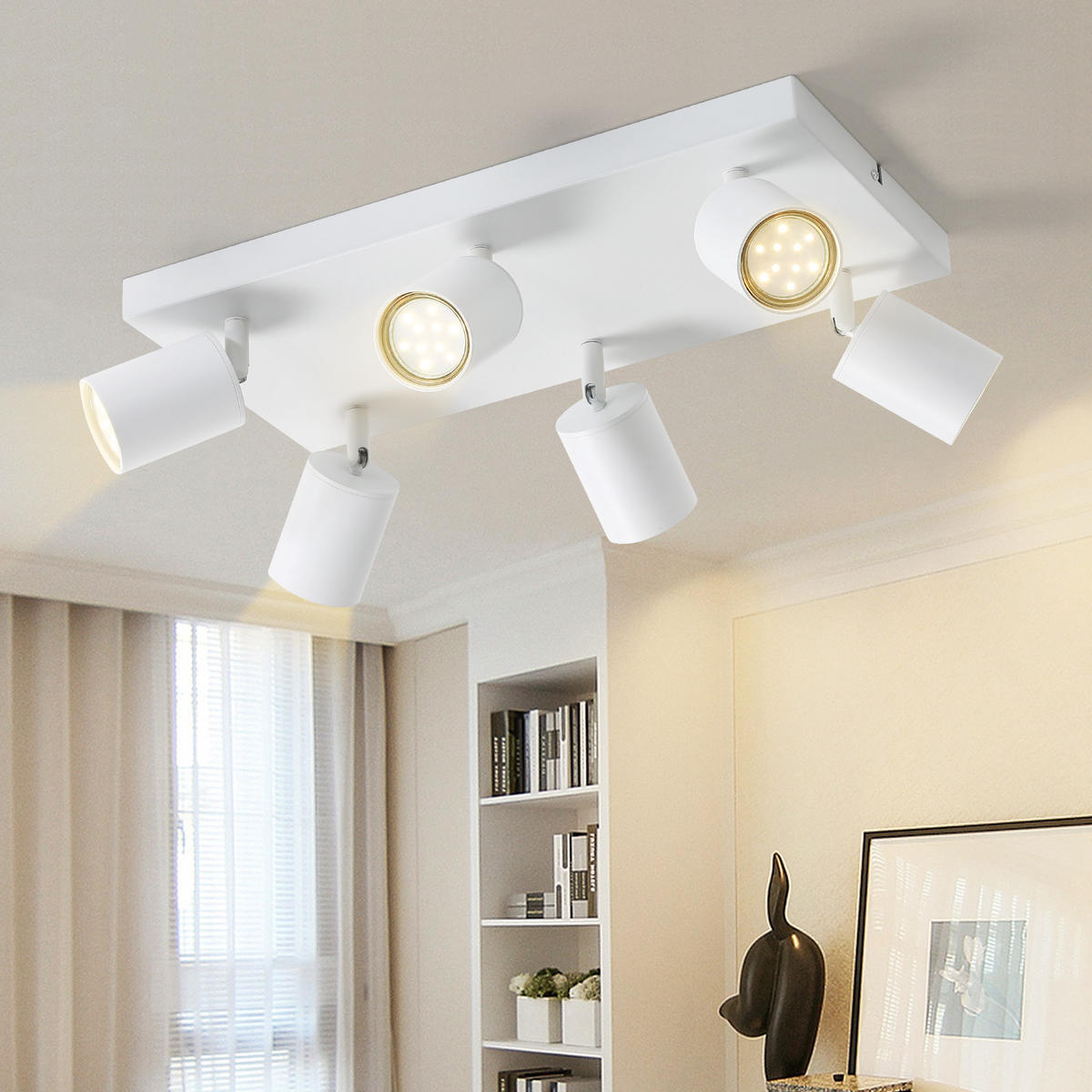 STRAHLER Beeskow 6-flammig 40/20/14.4 cm - Weiß, Metall (40/20/14.4cm) - Nettlife