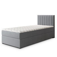 BOXBETT BRESEL 100 100x200 cm mit Matratze und Topper, H2+H3 - Grau - Grau, Holz (100/200cm) - MASSENO
