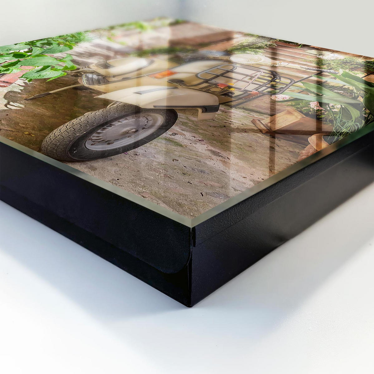 SCHLÜSSELBOX Schwarz 30x30 cm- Türöffnung nach rechts - Italienische Atmosphäre - Grün, Metall (30/30/5cm) - TULUP