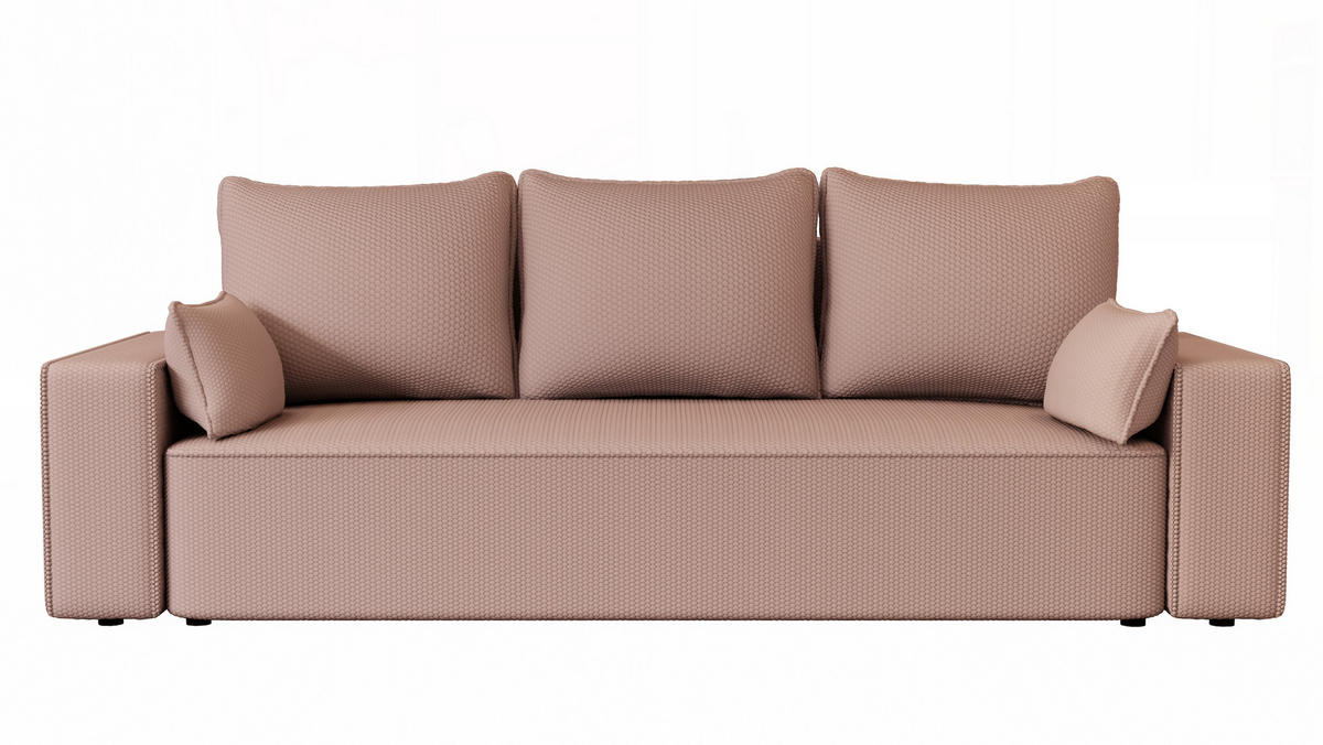 SOFA Vens mit Bettkasten und Schlaffunktion, Cordstoff - Hellrosa, Holzwerkstoff (242/85/95cm)
