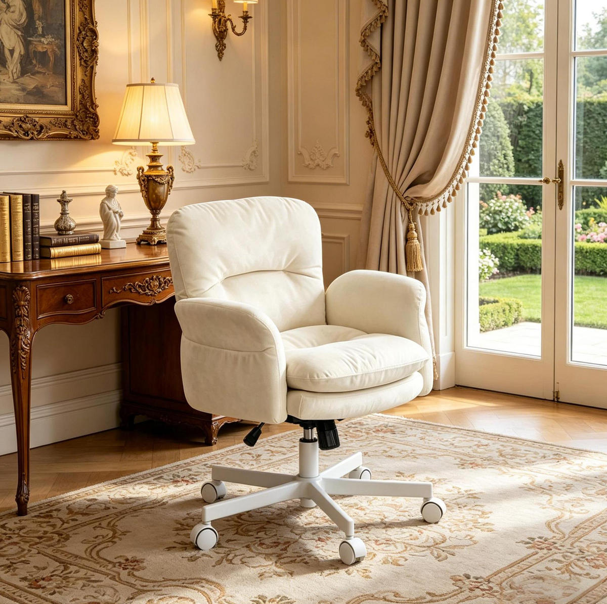 BÜROSTUHL in Beige 71x68x92,5 cm, höhenverstellbar und um 360° drehbar - Beige, Metall (68/92.5/71cm) - IVMEU