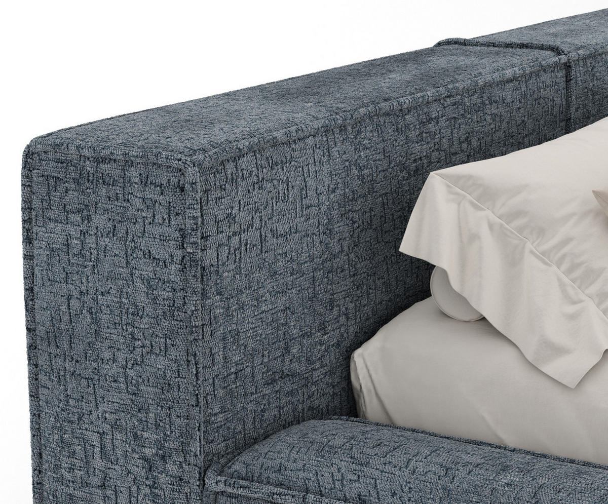 POLSTERBETT Voliera Blau Grau 160/200 cm im Chenille-Stoff - Birkefarben/Blaugrau, Holz/Holzwerkstoff (160/200cm) - Maison de Reve