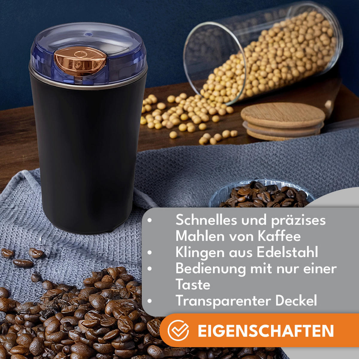 KAFFEEMÜHLE - Schwarz, Kunststoff (9/17/9cm)