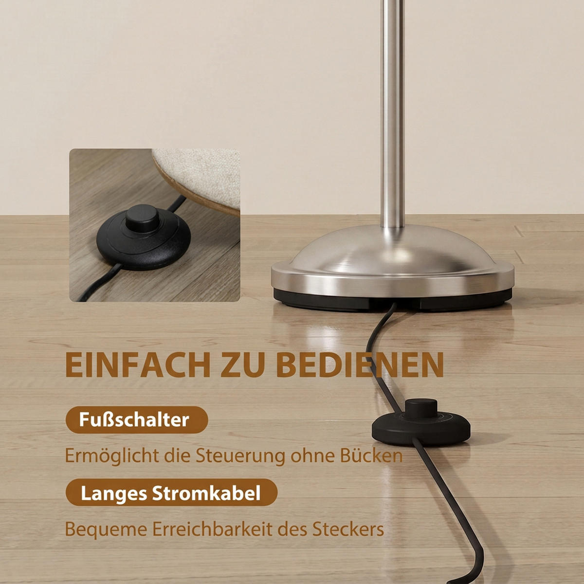 STEHLAMPE Glas Silber - Silberfarben, Glas (26/26/166cm) - HOMCOM