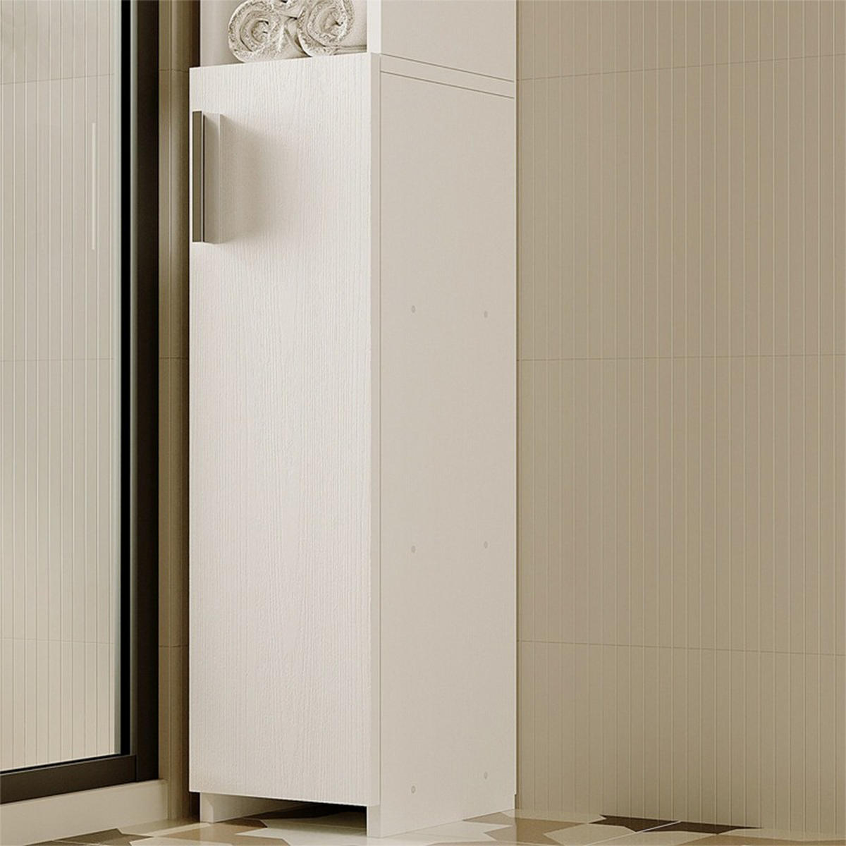 BADEZIMMERSCHRANK, weiß 21/26/182 cm - Weiß, Holzwerkstoff (21/182/26cm)