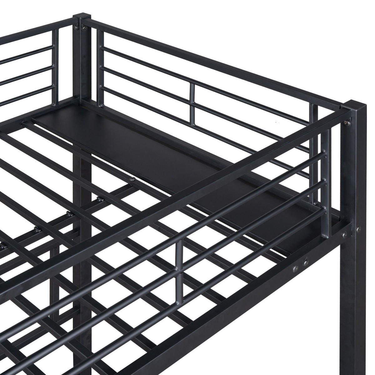 ETAGENBETT 227/205,5/170 cm Schwarz mit Leiter, Tisch und Fallschutzgitter - Schwarz, Metall (90/200cm) - OKMYHOME