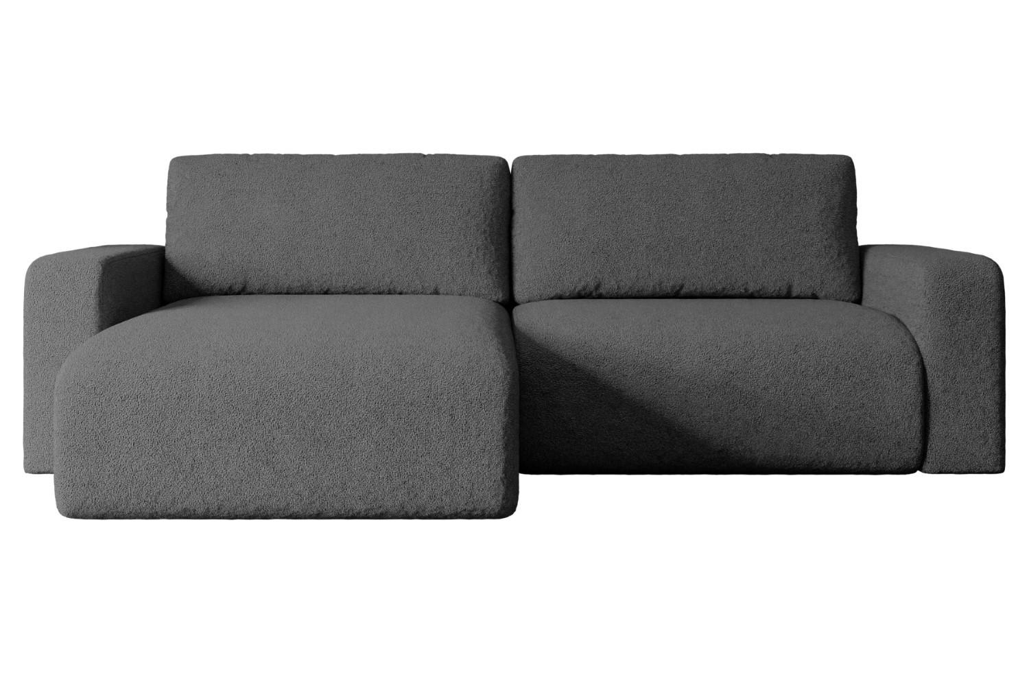 ECKSOFA mit Schlaffunktion und Bettkasten KLEEA-L - 247x143x83 cm Grau Bouclé - Schwarz/Grau, Holzwerkstoff/Kunststoff (247/143cm) - ALTDECOR