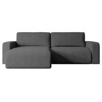 ECKSOFA mit Schlaffunktion und Bettkasten KLEEA-L - 247x143x83 cm Grau Bouclé - Schwarz/Grau, Holzwerkstoff/Kunststoff (247/143cm) - ALTDECOR