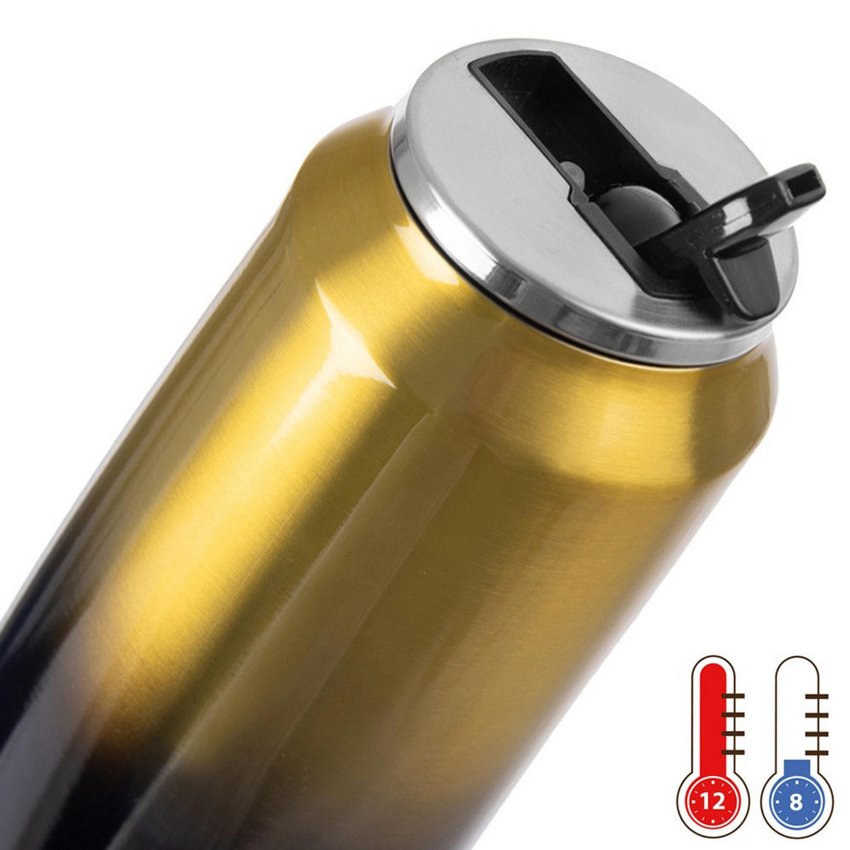 THERMOBECHER Dose Gold 700 ml Schwarz - Schwarz, Metall (0.7L) - Orion 