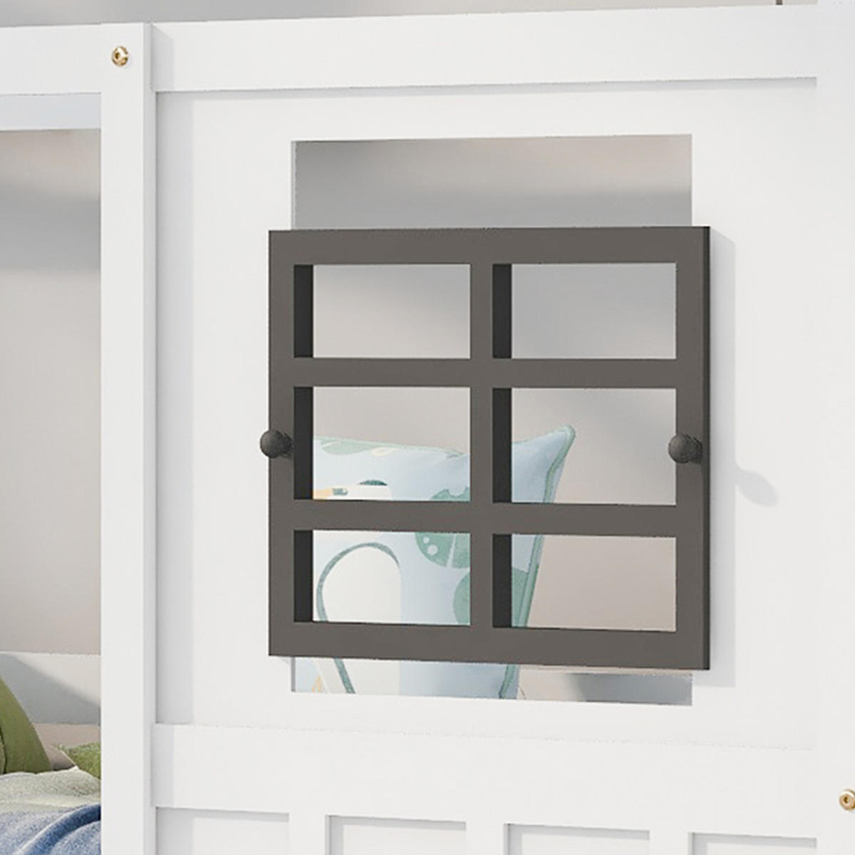 DĚTSKÁ postel 200/90 cm bílá z borovice a MDF s okny a dvěma zásuvkami - bílá, dřevo (90/200cm) - OKWISH