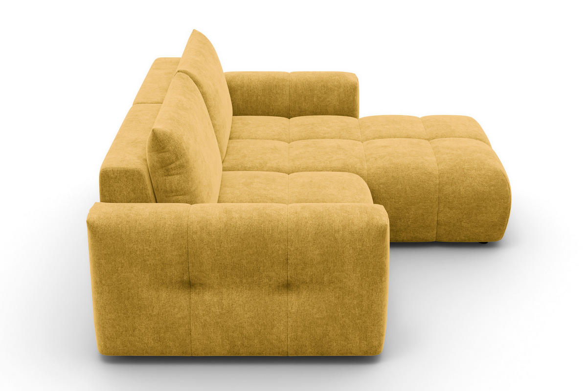 ECKSOFA VERONA 3-Sitzer rechts, Gelb - Gelb/Schwarz, Holz/Textil (224/173cm) - Courtois Laville