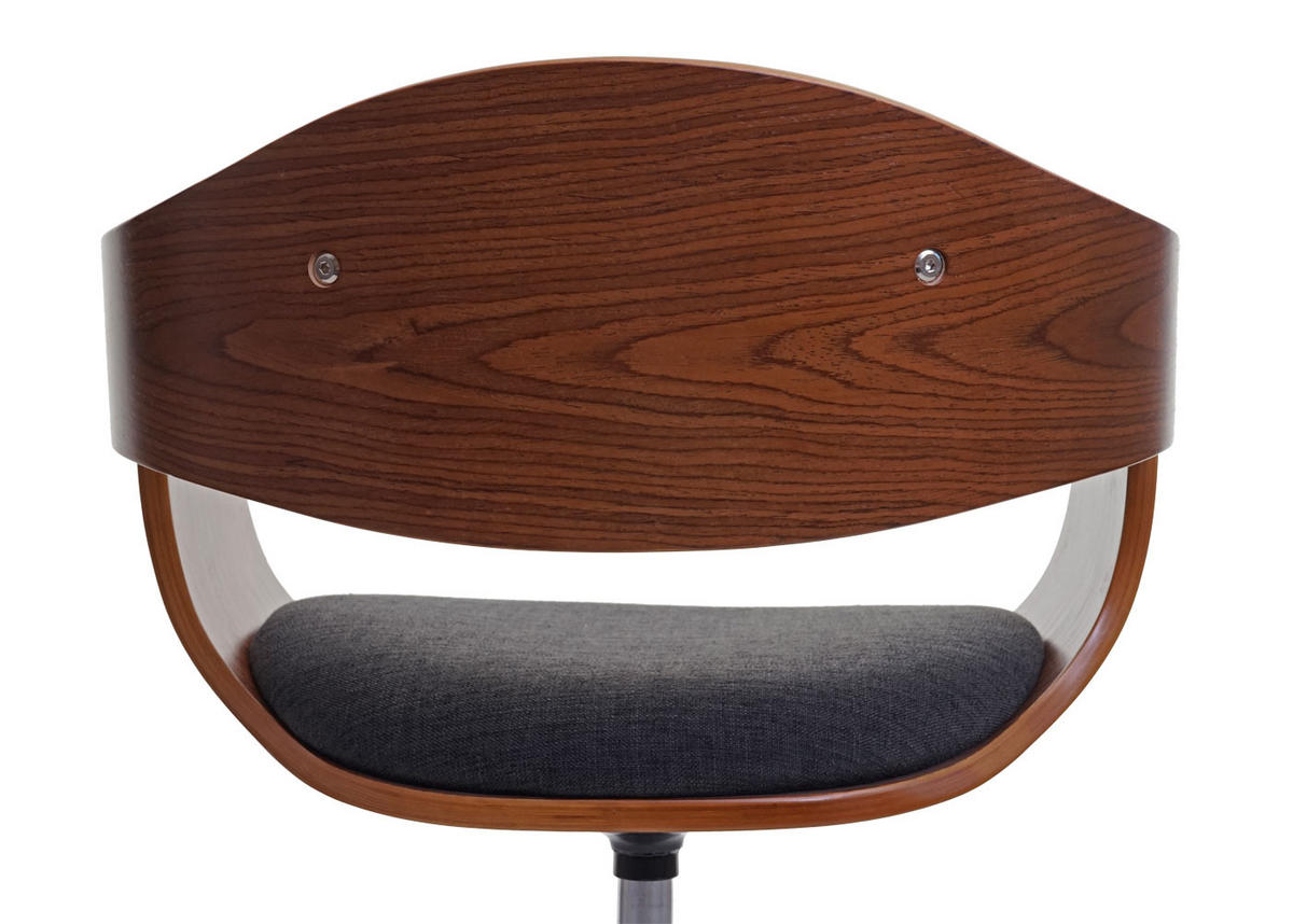 DREHSTUHL HxBxT 83x64x64cm Sitzhöhe 45cm höhenverstellbar Drehmechanismus Bugholz Walnuss-Optik Stoff Dunkelgrau - Dunkelgrau, Holz (64/83/64cm) - PROREGAL