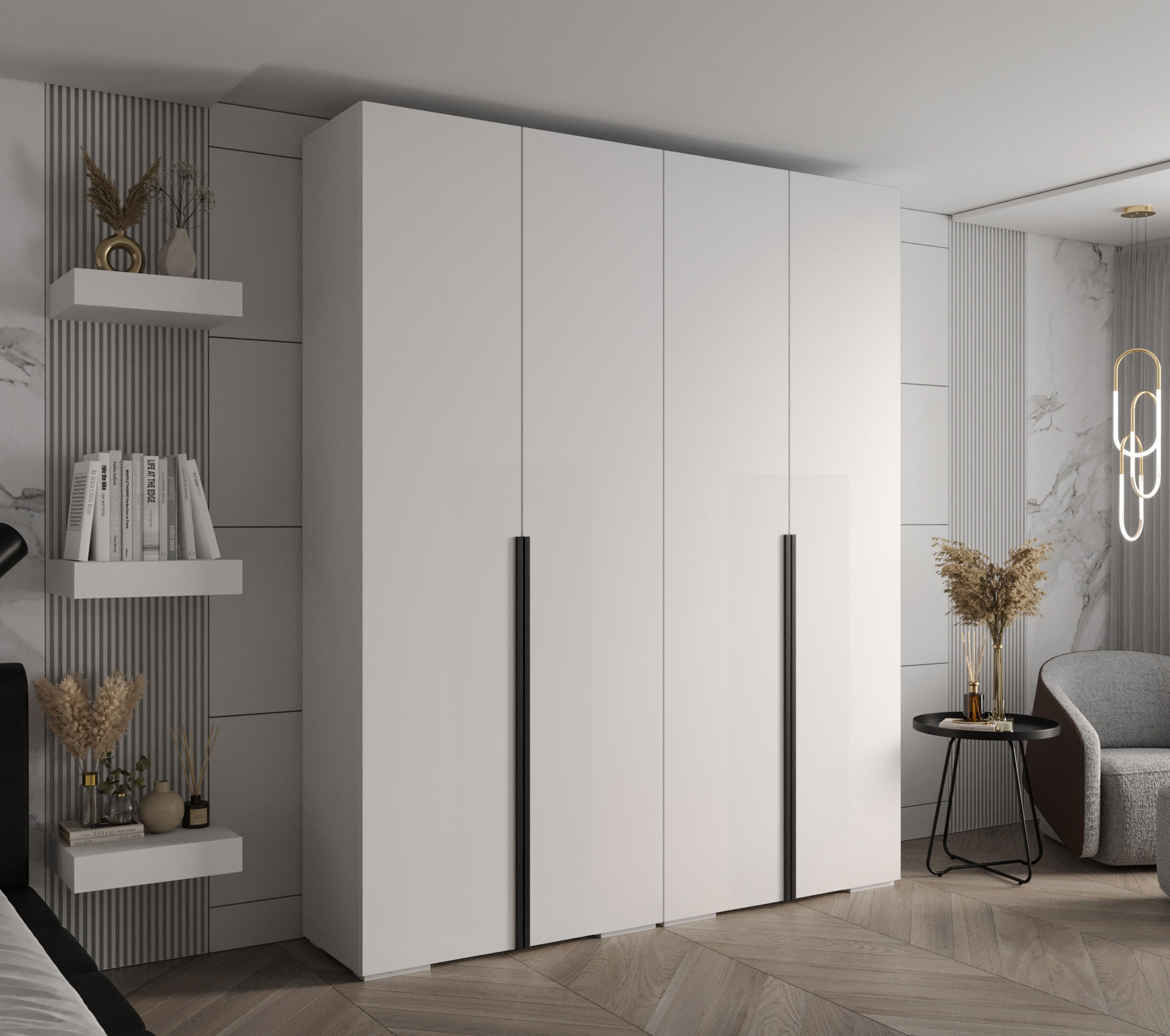 DREHTÜRENSCHRANK 236.7/200/47 4-türig - Schwarz/Weiß, Holz/Metall (200/236.7/47cm) - MÖBEL KRYSPOL