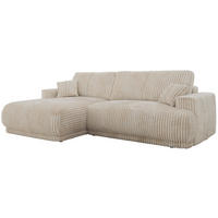 ECKSCHLAFSOFA RINA L Beige Cord - links - Beige/Schwarz, Kunststoff/Textil (266/172cm) - MKS