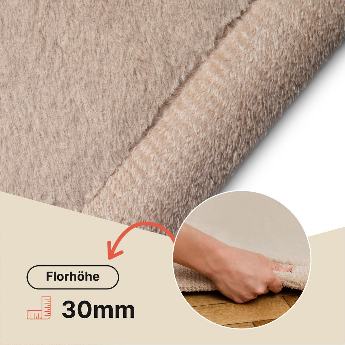 KINDERTEPPICH FLUFFIN beige kuschelig waschbar 120/170 cm - Beige, Textil (120/170cm) - Tapiso