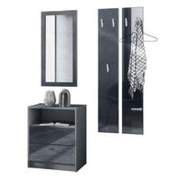 GARDEROBE Pino Schwarz Hochglanz - Schwarz Hochglanz, Holzwerkstoff (130/185/36cm) - Vladon