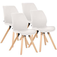 STUHL 4er Set Lederlook weiß - Eukalyptusholzfarben/Weiß, Holz/Textil (49/87/58cm) - CLP