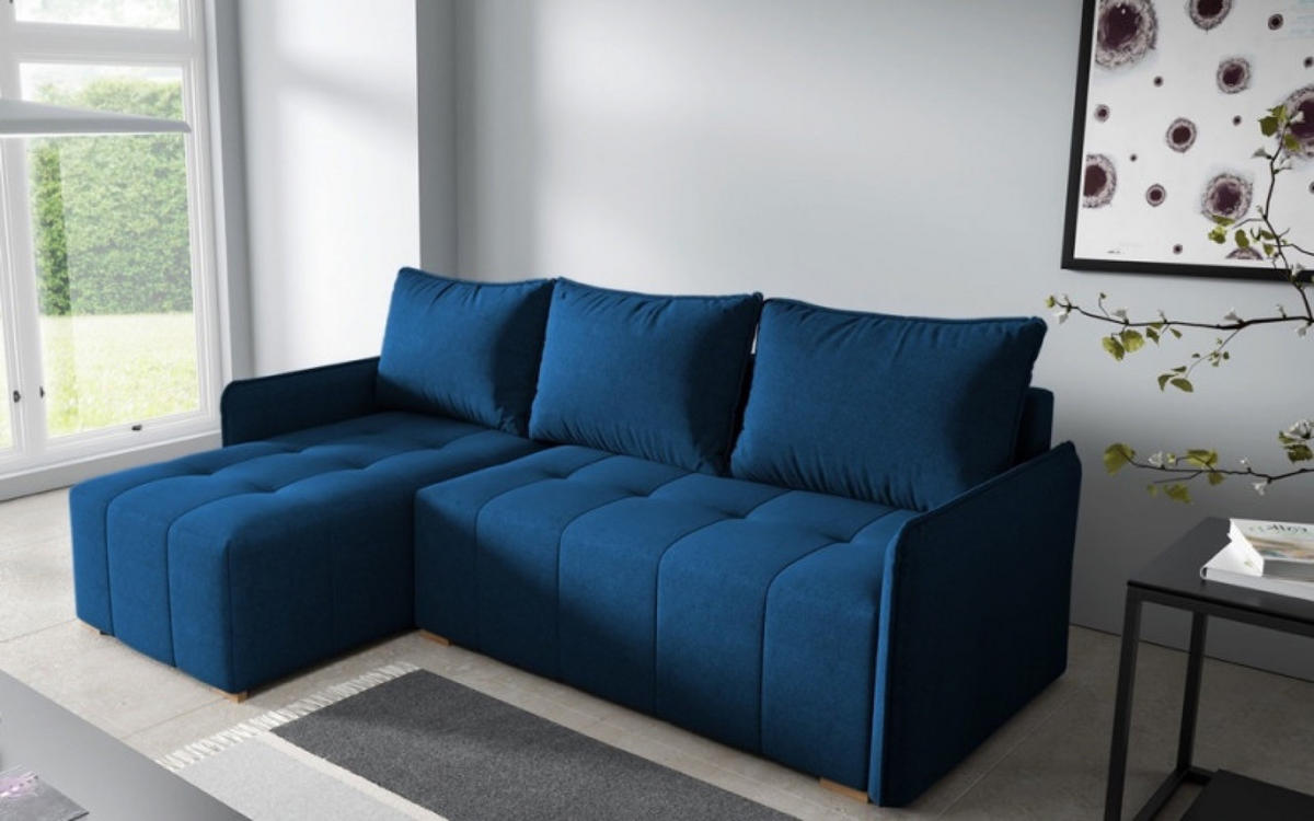 ECKSOFA Granatowy GREND Links - Blau, Textil (210/140cm) - Sepro Meble