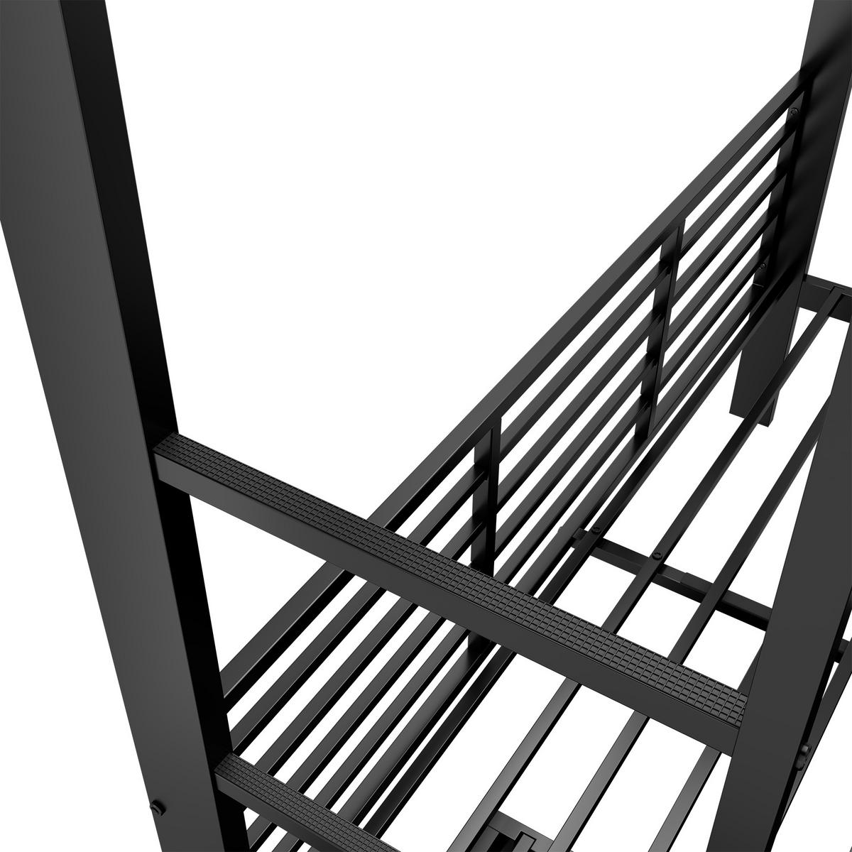 ETAGENBETT 140/200 cm DE-33080 mit Ausziehbett und Rausfallschutz Schwarz - Schwarz, Metall (140/200cm) - ComfortXL