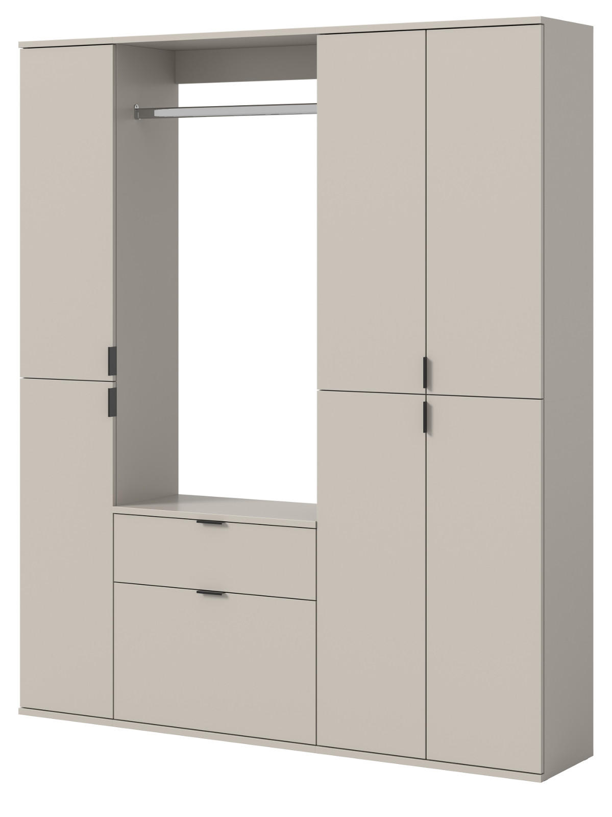 GARDEROBEN-SET Kaschmir 152 x 193 cm, Garderobenschrank mit viel Stauraum - Kaschmir/Schwarz, Holzwerkstoff/Metall (152/193/34cm) - Inn.Furn