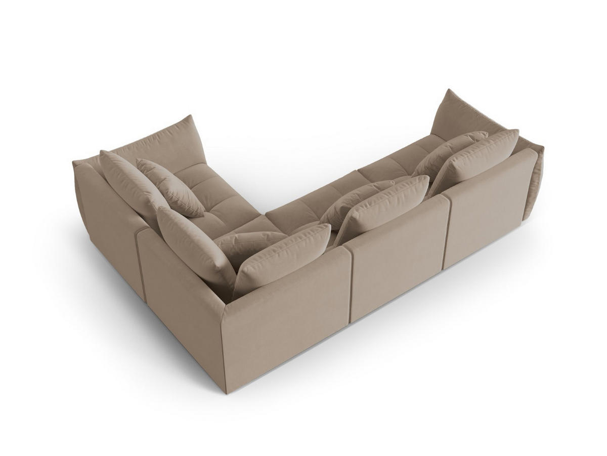 ECKSOFA modular rechts Bloom aus Samt hellbraun 3 Sitzplätze - Hellbraun, Textil (216/316cm) - Micadoni