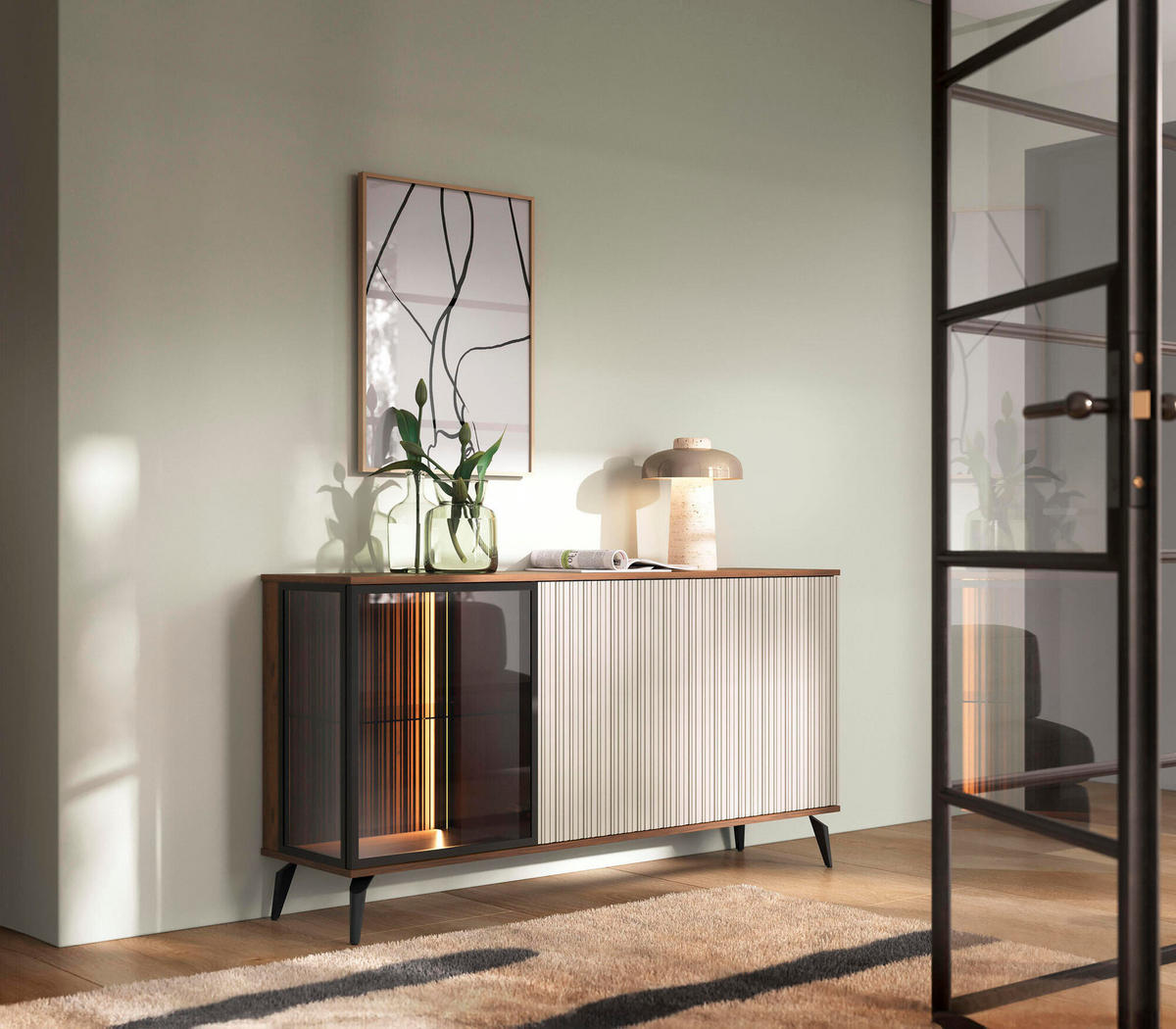 SIDEBOARD VICI Beige 154x39x80 cm - Beige, Holzwerkstoff (154/80/39cm) - FURNLUX