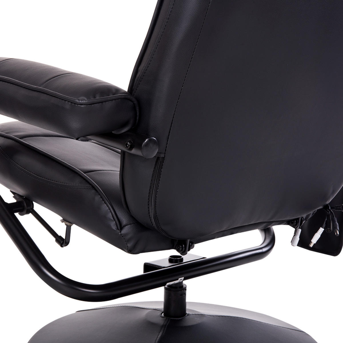 MASSAGESESSEL Schwarz mit Massagefunktion und Liegefunktion 77/84/95 cm - Schwarz, Leder (77/95/84cm) - PANGIVO