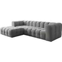 ECKSOFA Mochi L-Form 5-Sitzer Links, Samt, Grau 290/75/193 cm - Schwarz/Grau, Kunststoff/Textil (290/193cm) - WFL GROUP